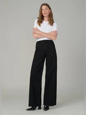 Joe’s Jeans The Mia Petite High Rise Wide Leg Jeans in Black, Size 31